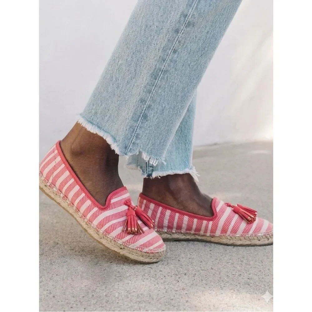 Talbots Pink Tassel Espadrilles Flats Size 6 Preppy Coastal Summer Shoe Nautica